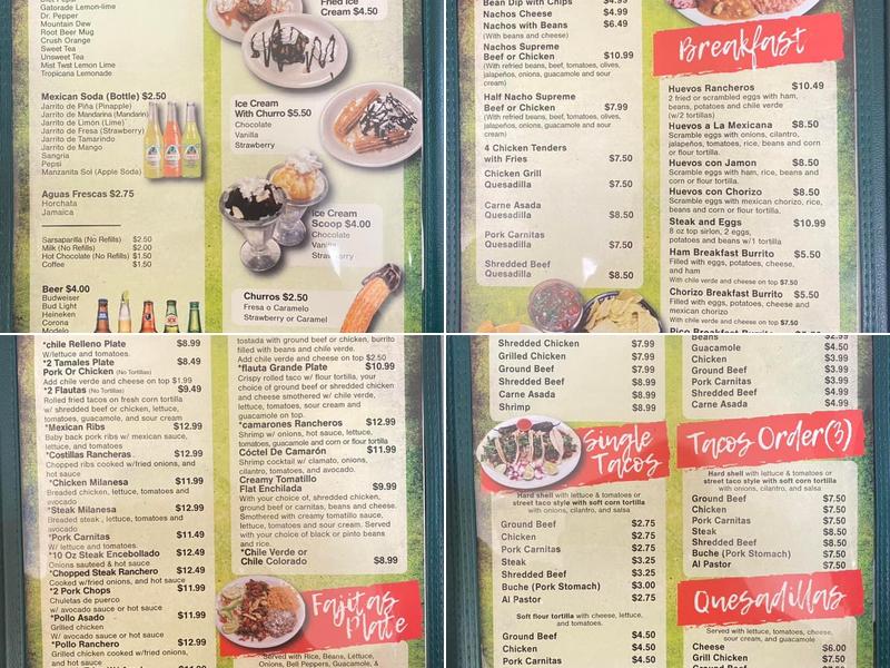 El Green Burrito Menu