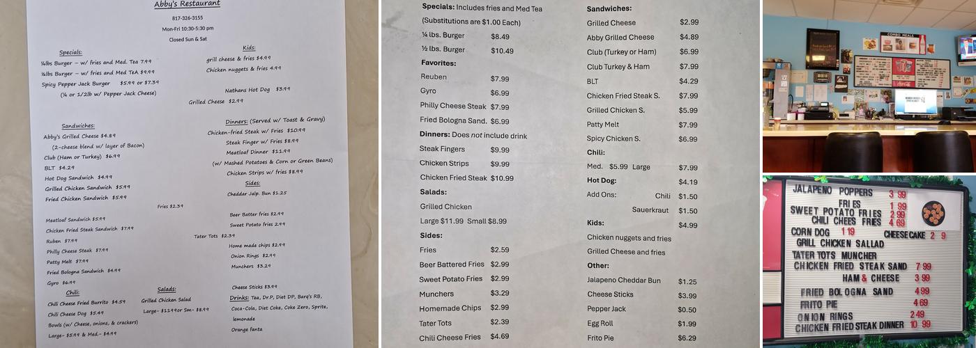 Abby's Restaurant Menu
