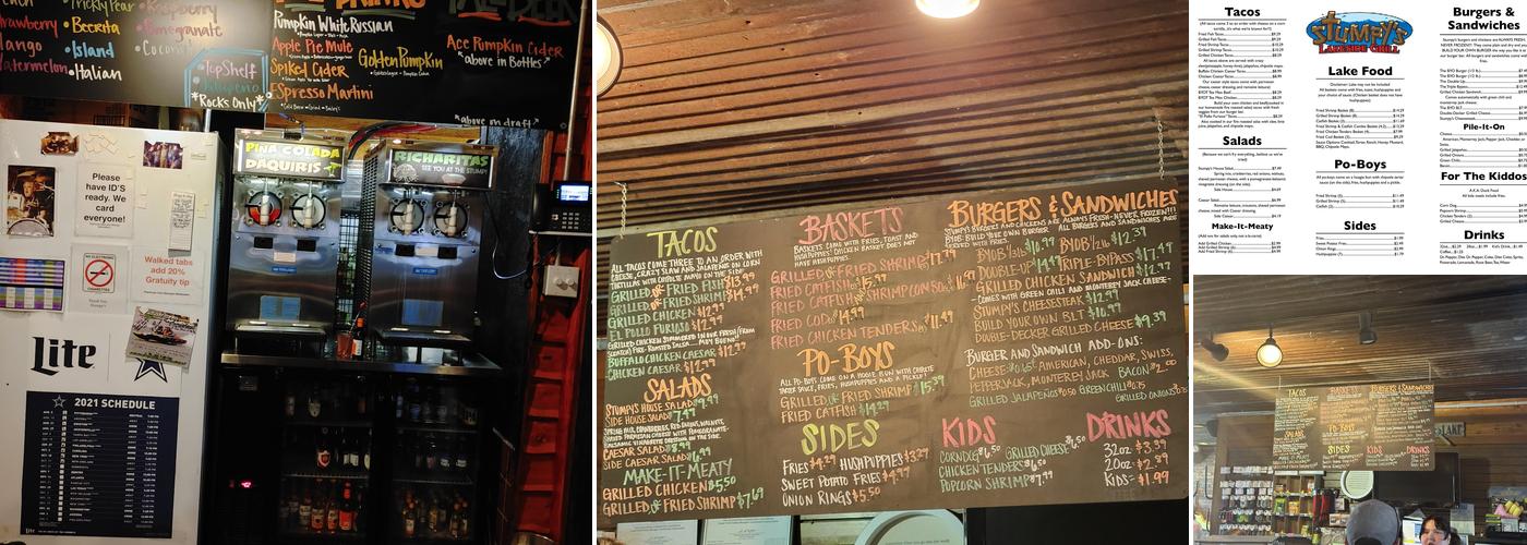 Stumpy's Lakeside Grill Menu