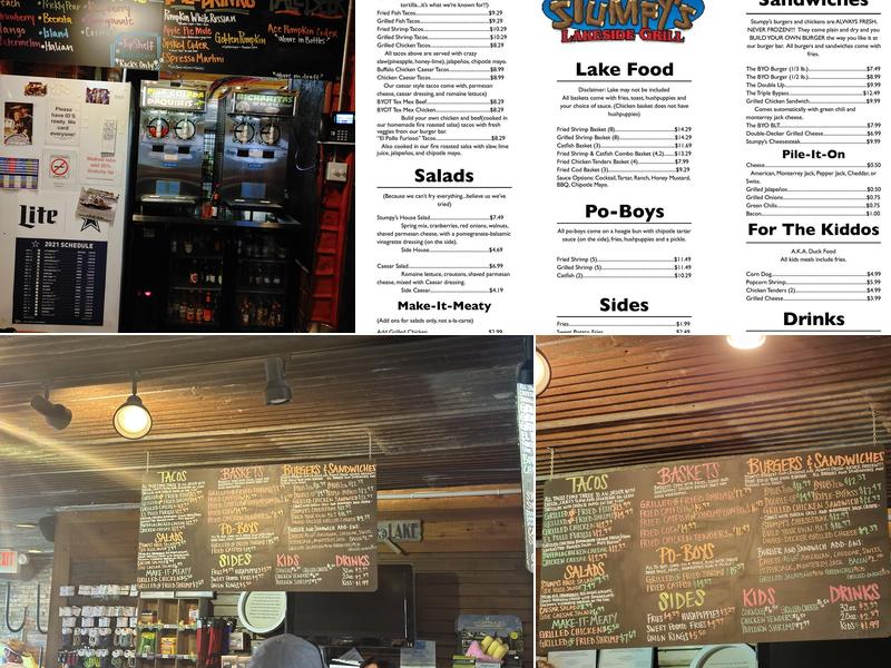 Stumpy's Lakeside Grill Menu