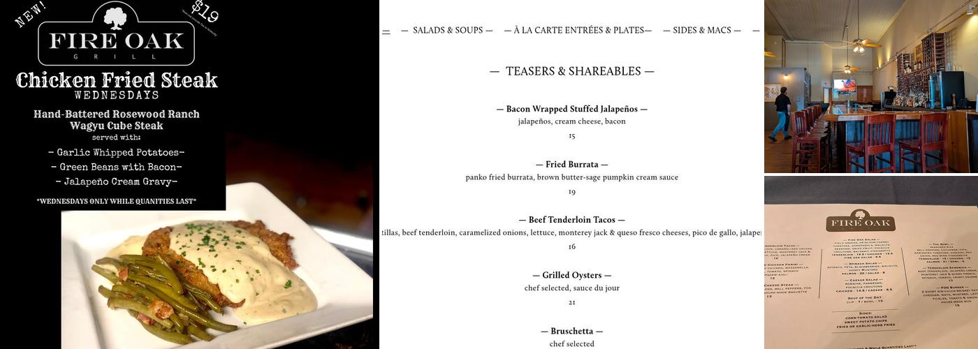 Fire Oak Grill Menu
