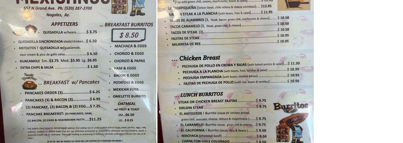Antojitos Mexicanos Menu