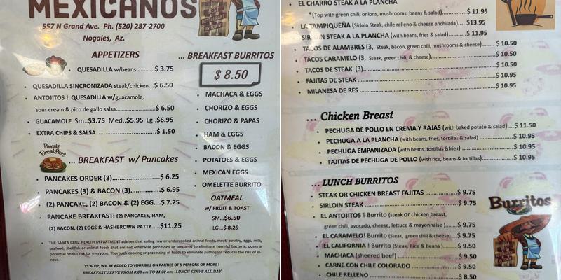 Antojitos Mexicanos Menu