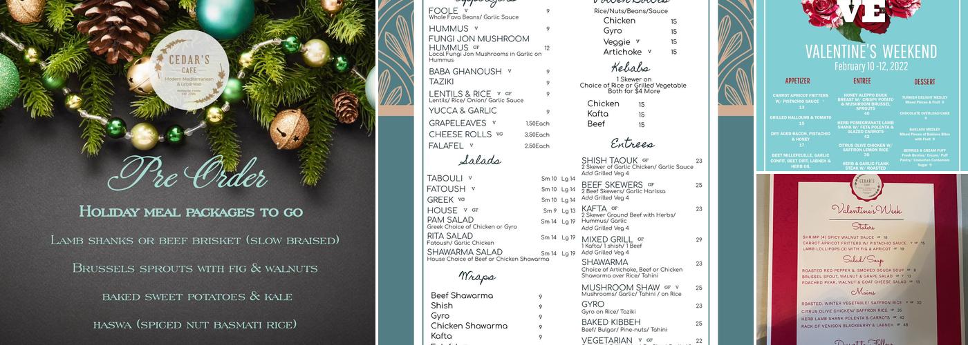 Cedars Cafe Menu