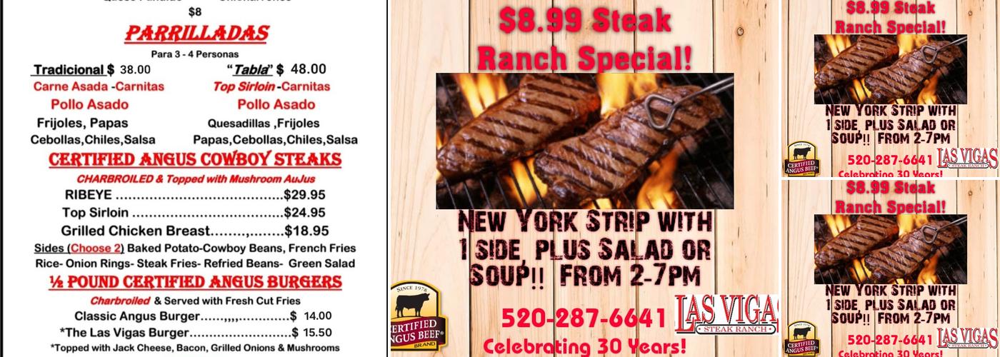 Las Vigas Steak Ranch Menu