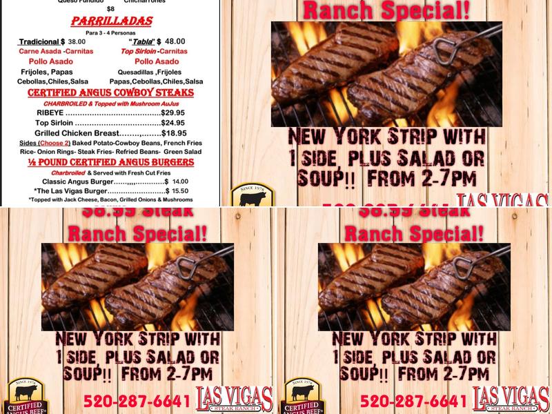 Las Vigas Steak Ranch Menu