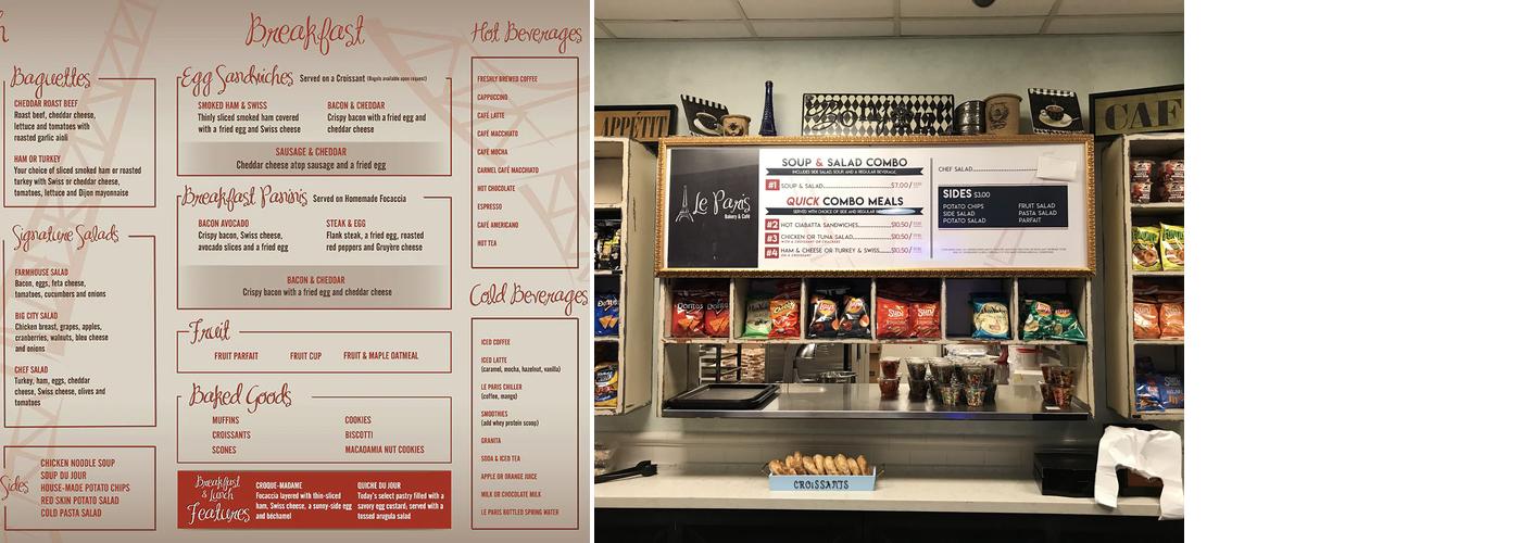 Le Paris Bakery & Cafe Menu