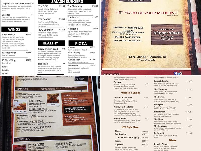 Docs Sports Grill Menu
