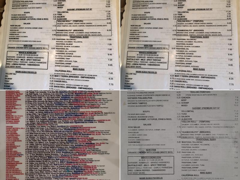 OKIROKI SUSHI WINGS Menu