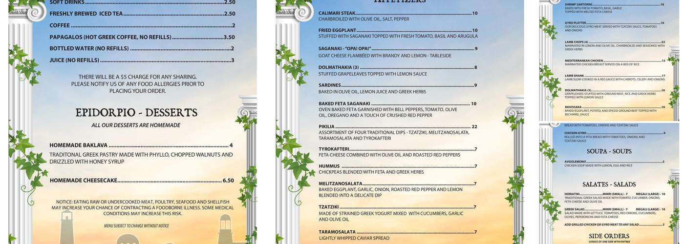 Opa!Opa! Authentic greek restaurant Menu