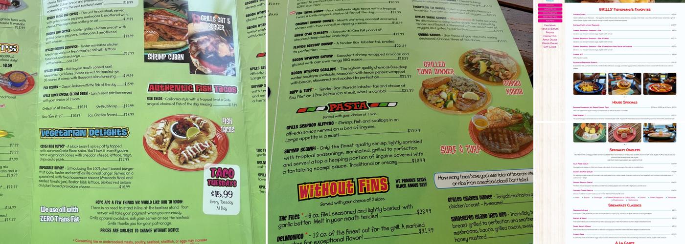 Grills Riverside Seafood Deck & Tiki Bar Menu