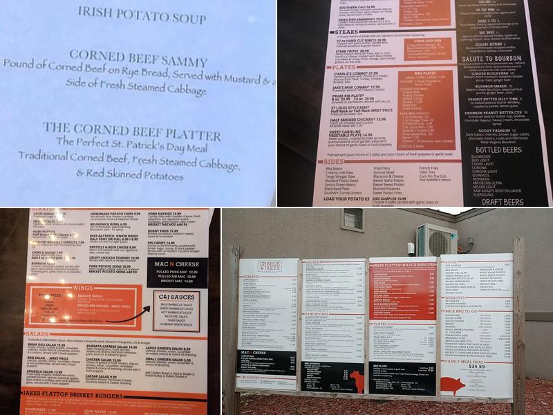 Charlie & Jake's Barbecue Menu