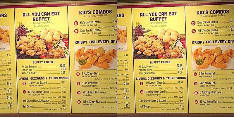 Hartz Chicken Buffet Menu