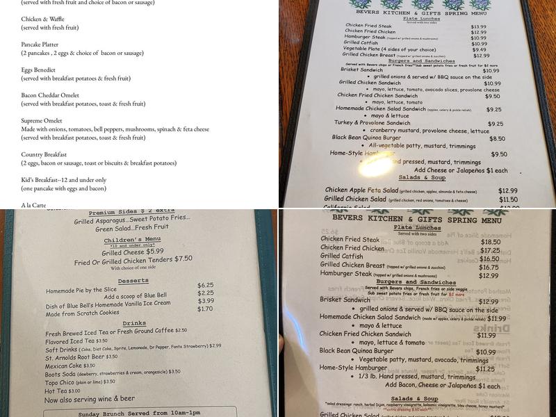 Bevers Kitchen Menu