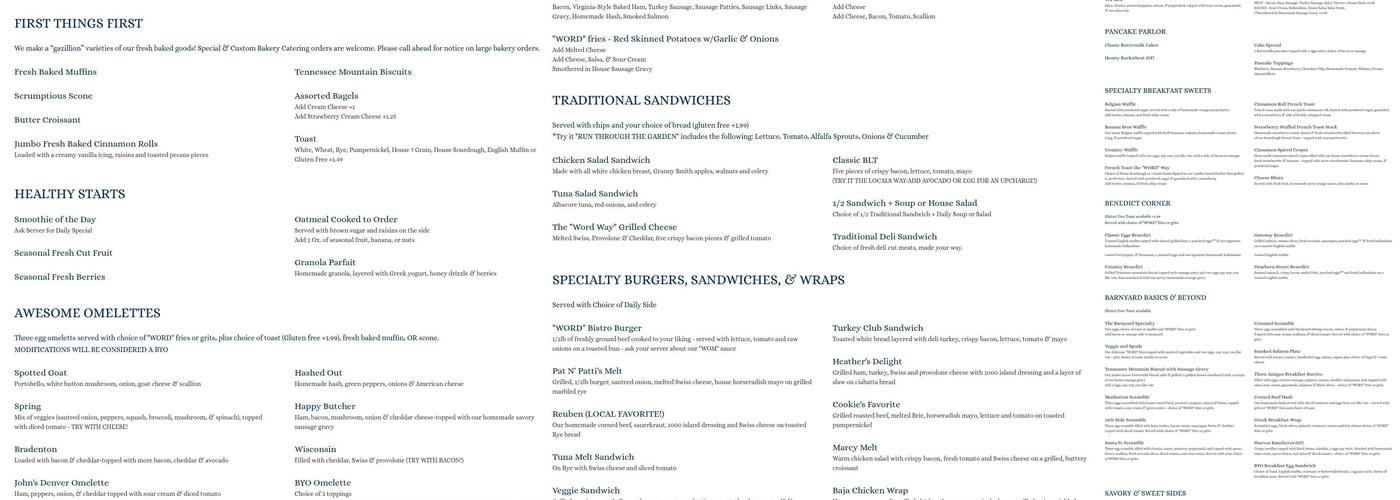 Original Word of Mouth - Venice Menu