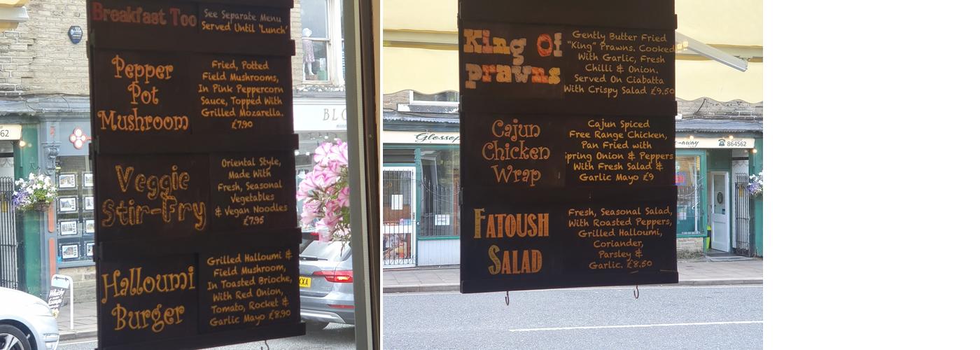 Dukes Cafe Bar Glossop Menu