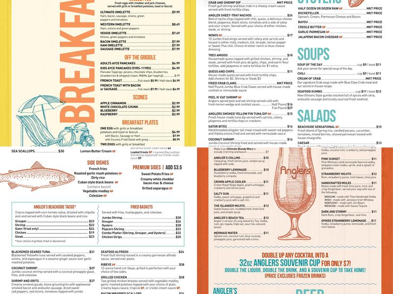 Angler's Beachside Grill Menu