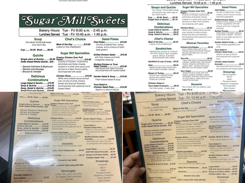 Sugar Mill Sweets Menu