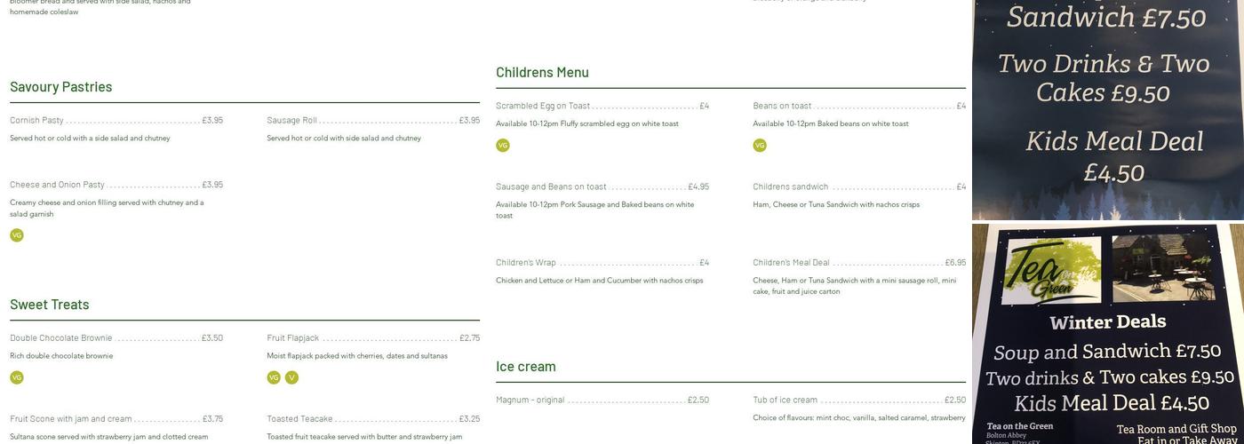 Tea on the Green Menu