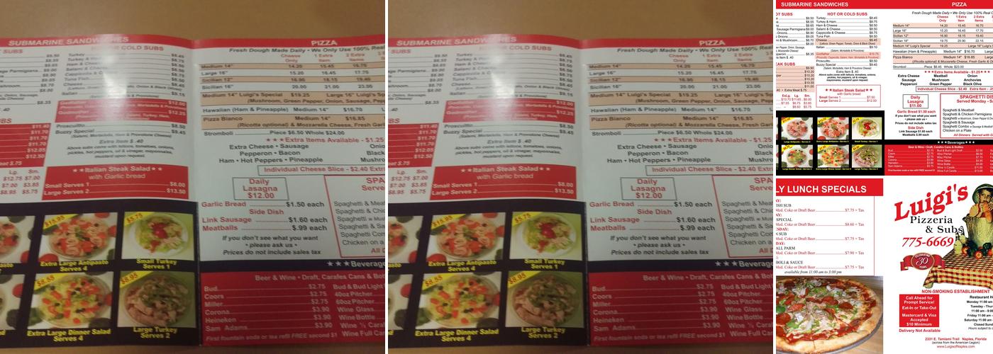 Luigi's Pizza Menu