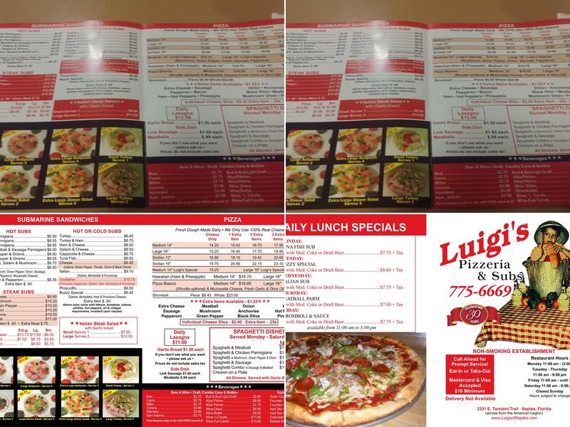 Luigi's Pizza Menu