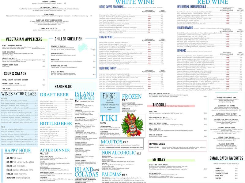 Yabba Island Grill Menu