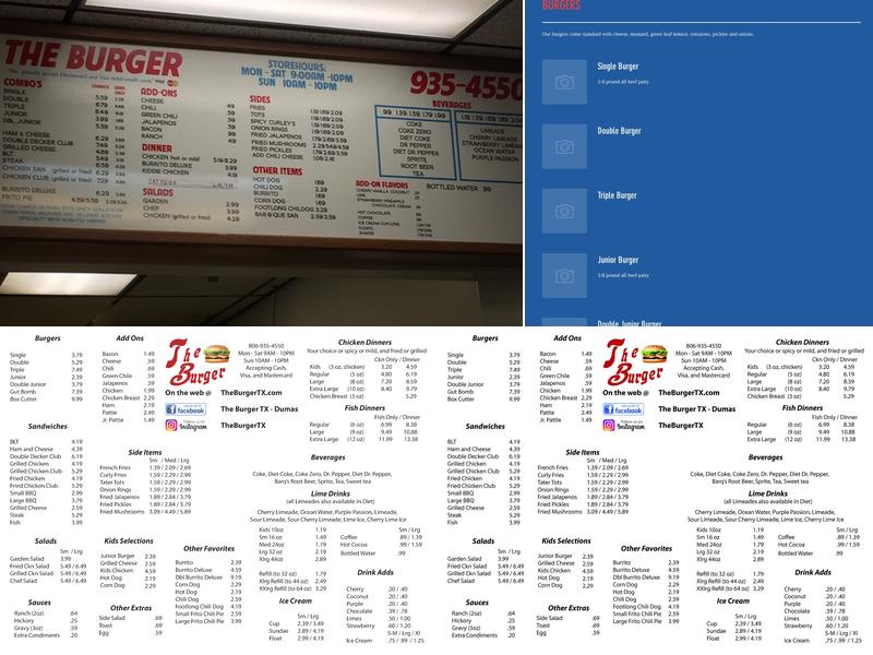 The Burger - Dumas Menu