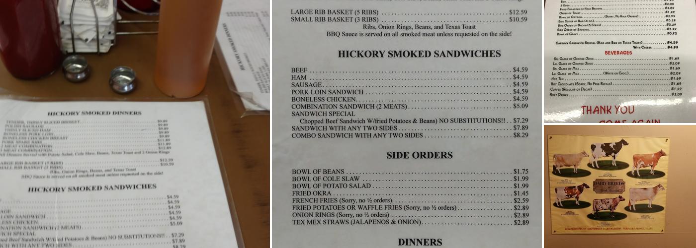 Hodie's Bar-B-Q Menu