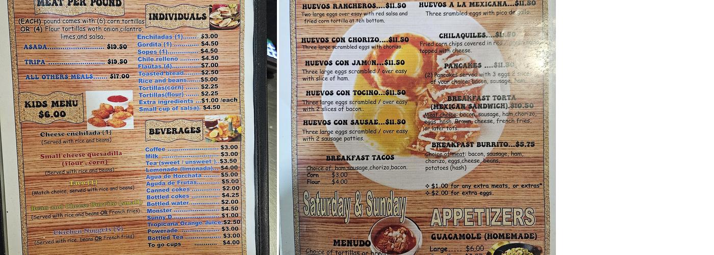 La Cabana Menu