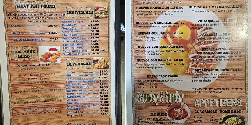 La Cabana Menu
