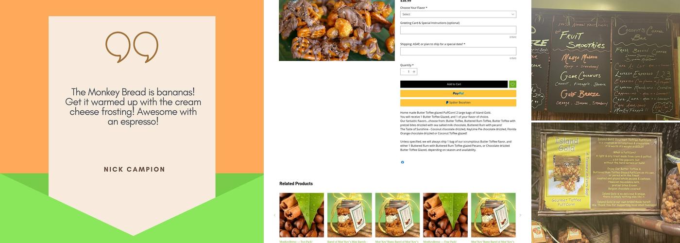 MonKeyBuntz Monkey Bread Factory Menu