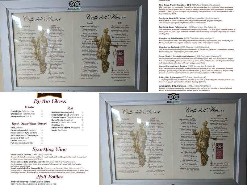 Caffe dell'Amore Menu