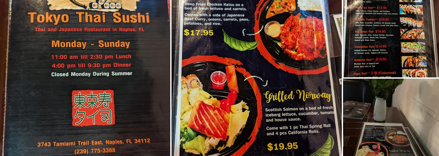Tokyo Thai Sushi Japanese Restaurant Menu