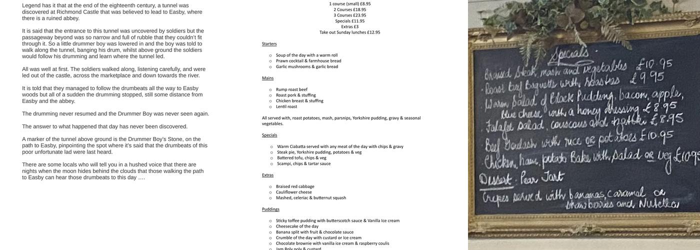 The Little Drummer Boy Tearoom Menu