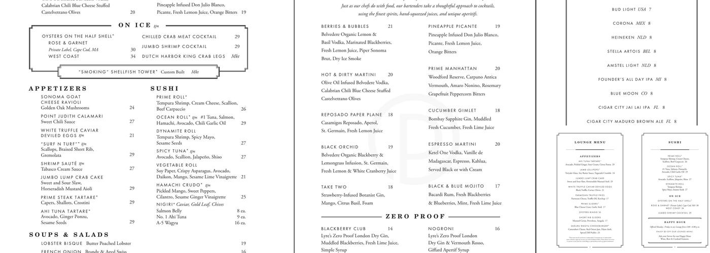 Ocean Prime Menu