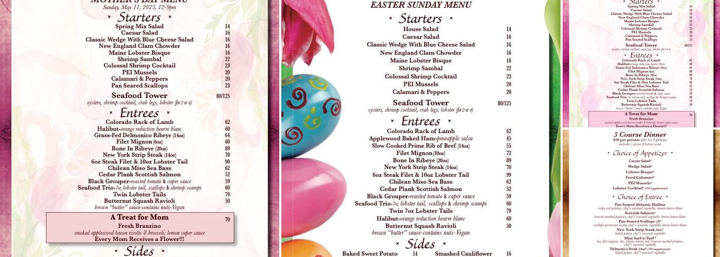 T-Michaels Steak & Lobster Menu