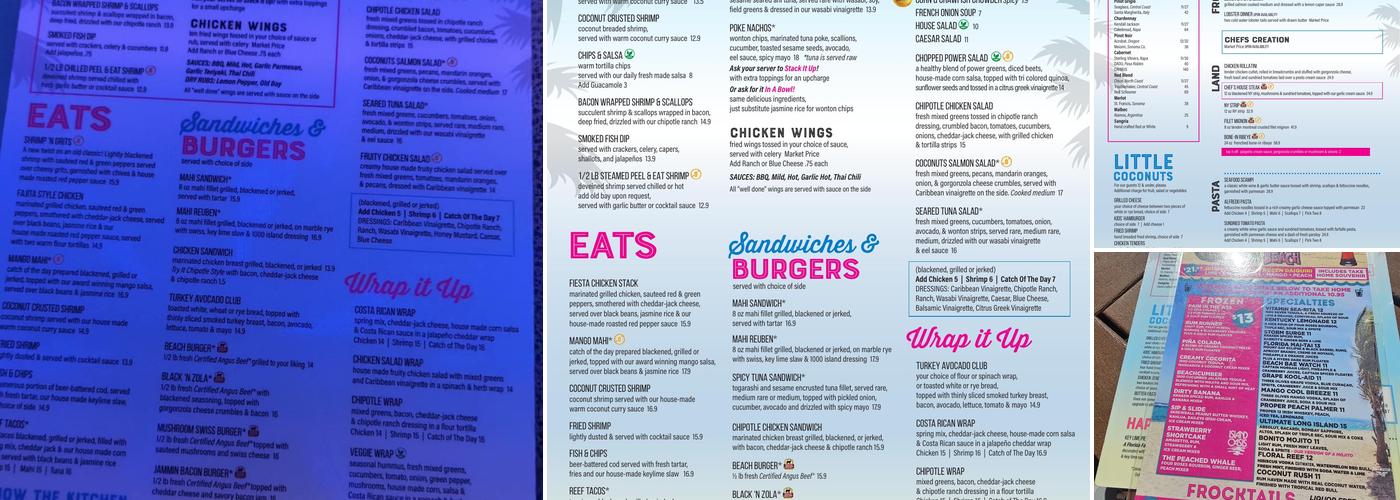 Coconuts on the Beach Menu