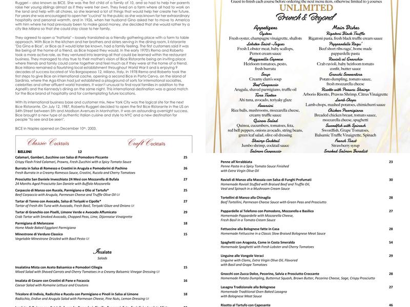 BiCE Menu