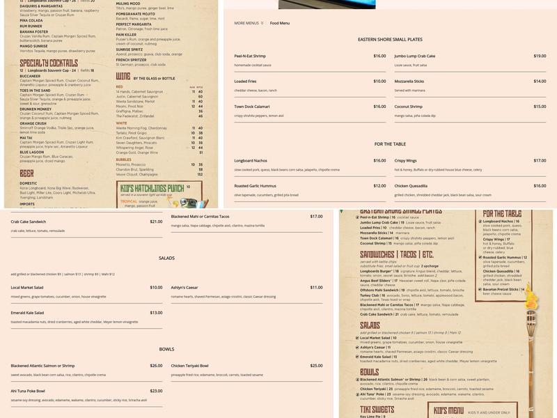 Longboards Tiki Beach Grille Menu