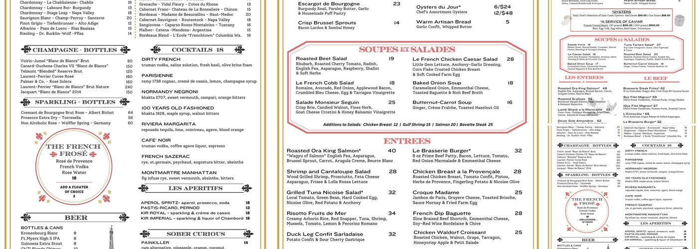 The French Brasserie Rustique Menu