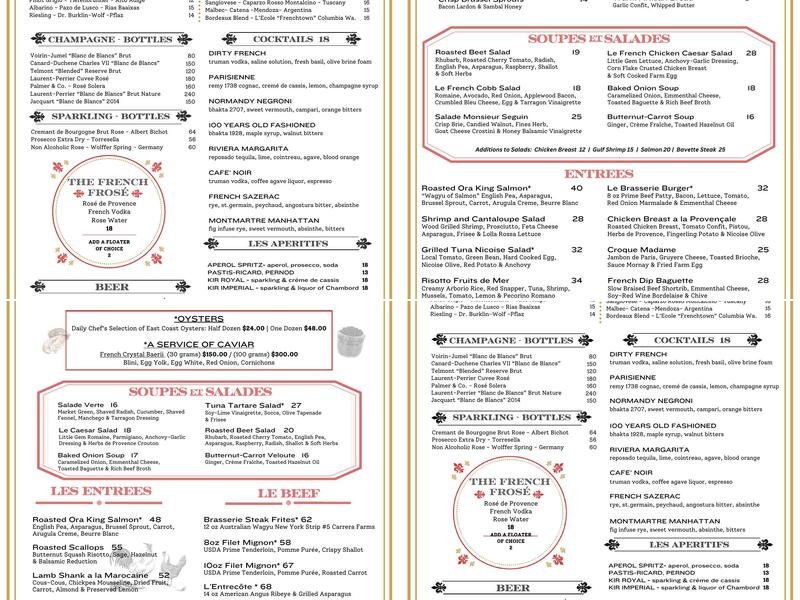 The French Brasserie Rustique Menu