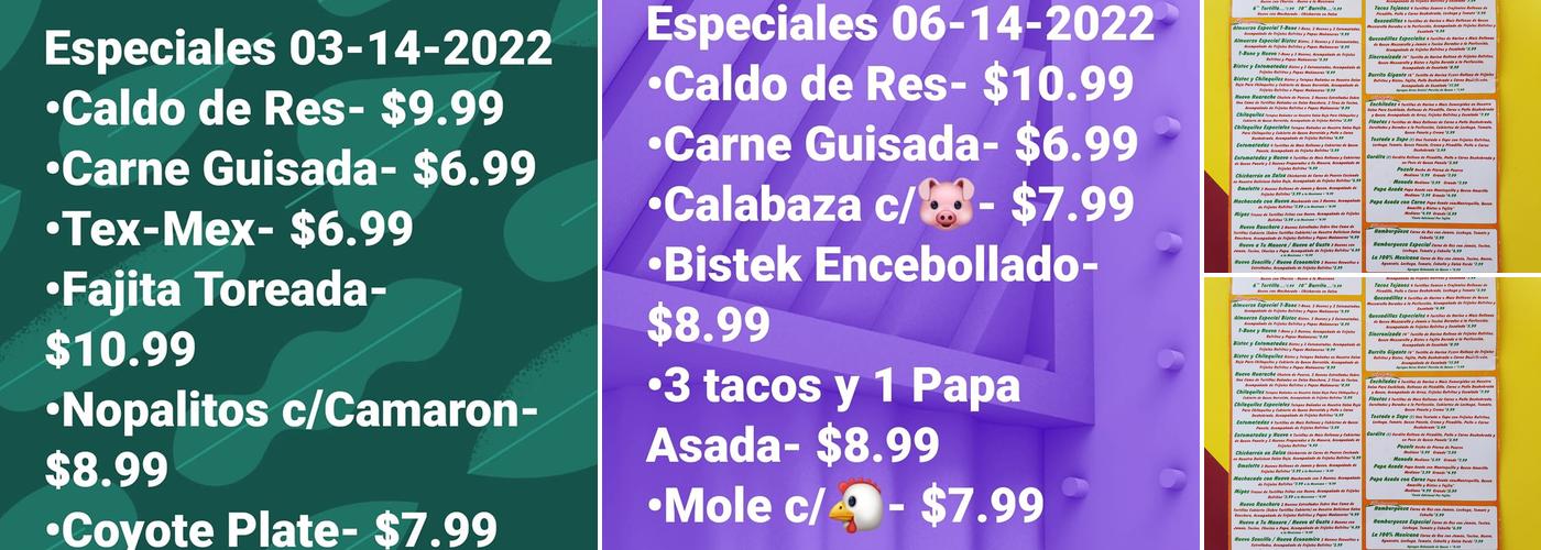 Alicia's Su Cocina Menu