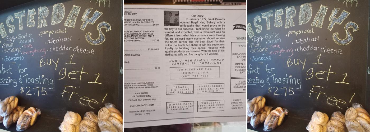 Bagel King Express Menu