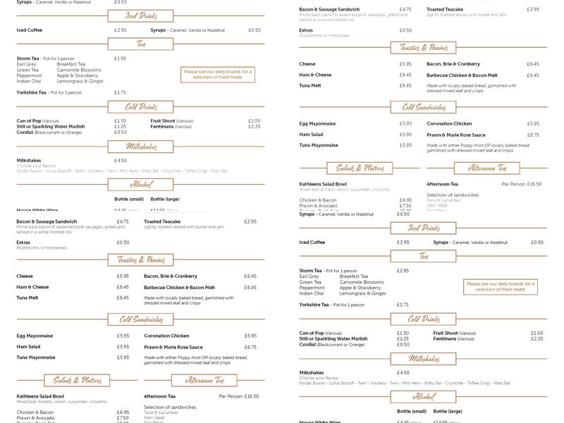 Kathleen's Coffee Shop Menu