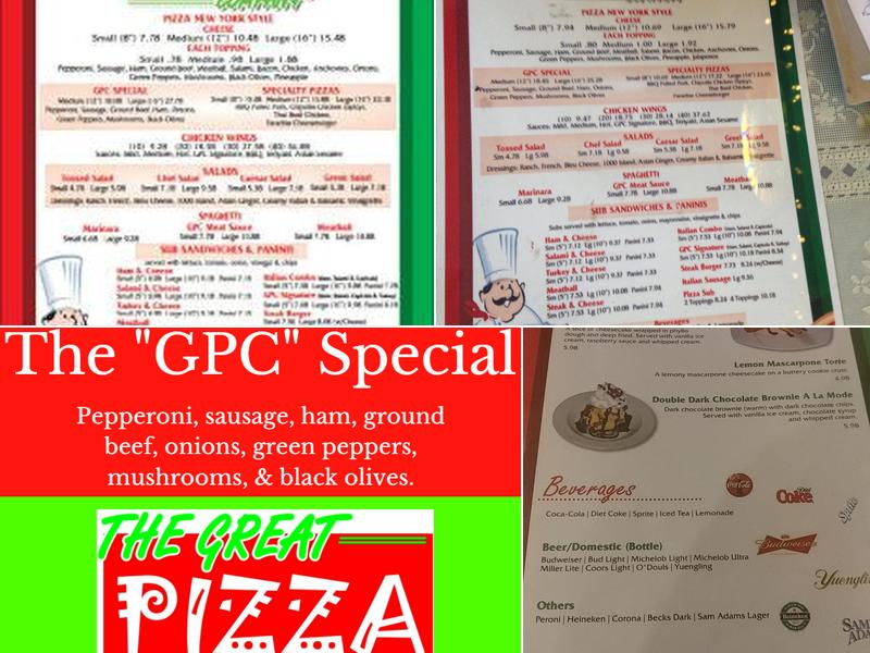 The Great Pizza Company Menu