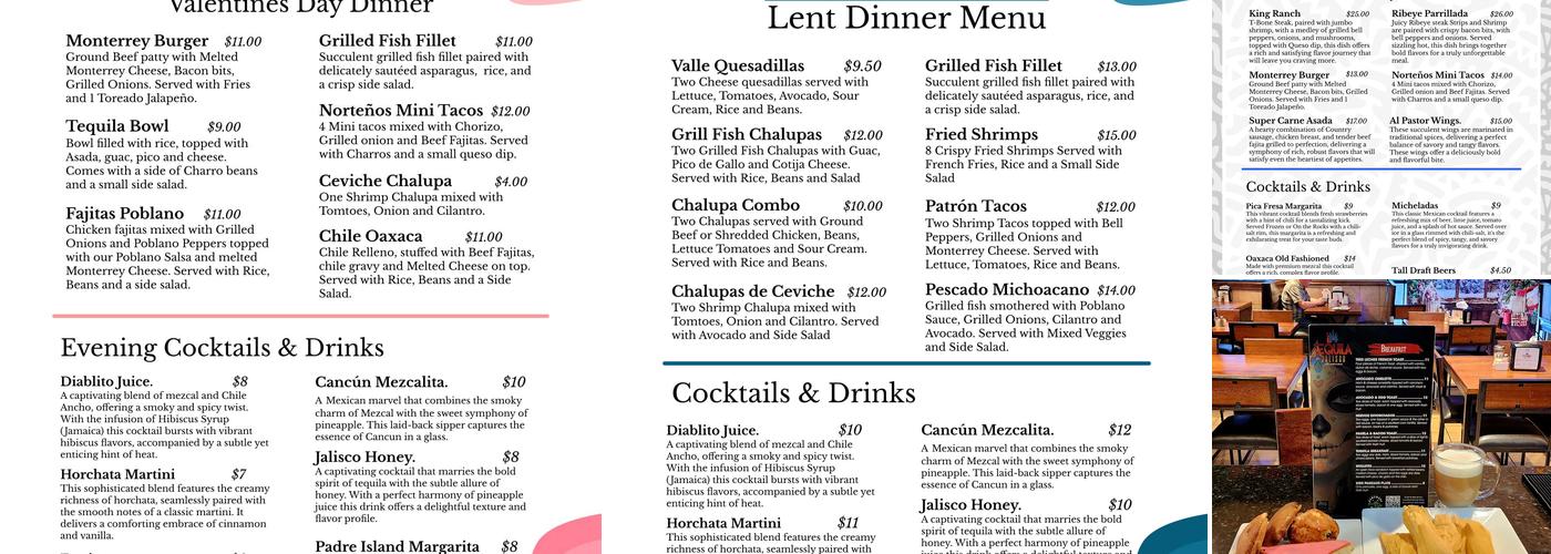 La Tequila Jalisco @ Beeville, TX Menu