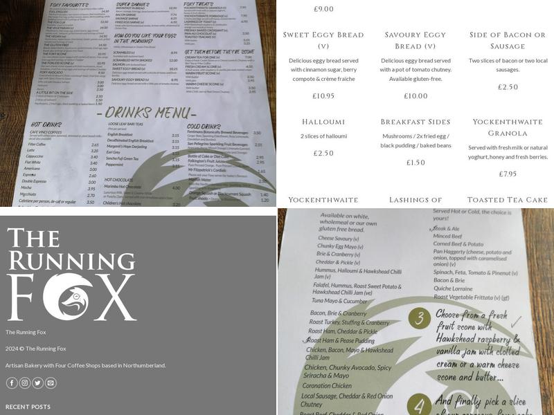 The Running Fox Menu