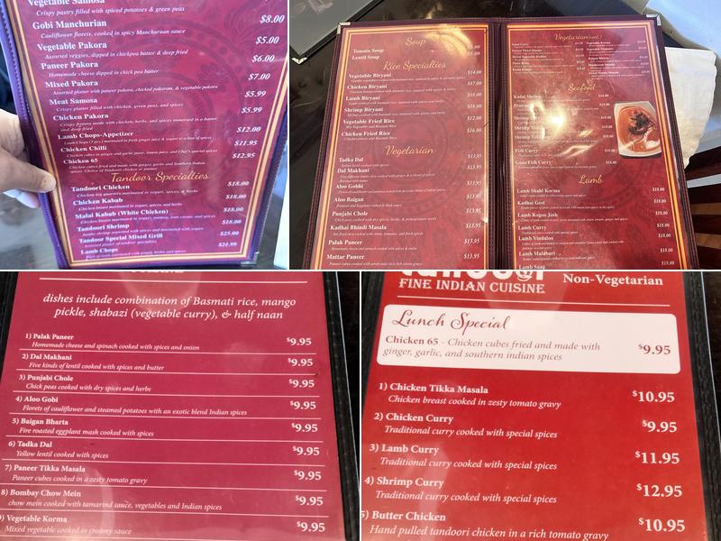 Tandoor Fine Indian Cuisine Menu