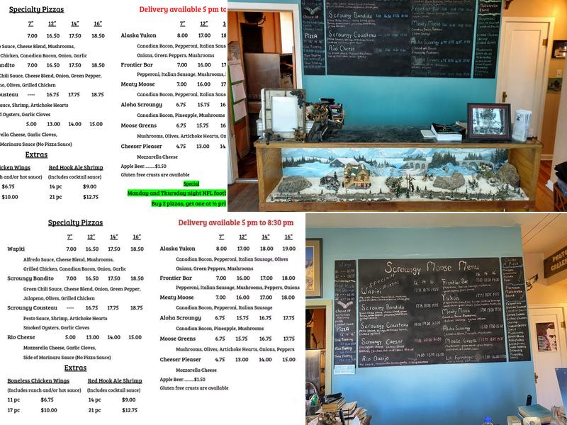 Scroungy Moose Pizza Menu