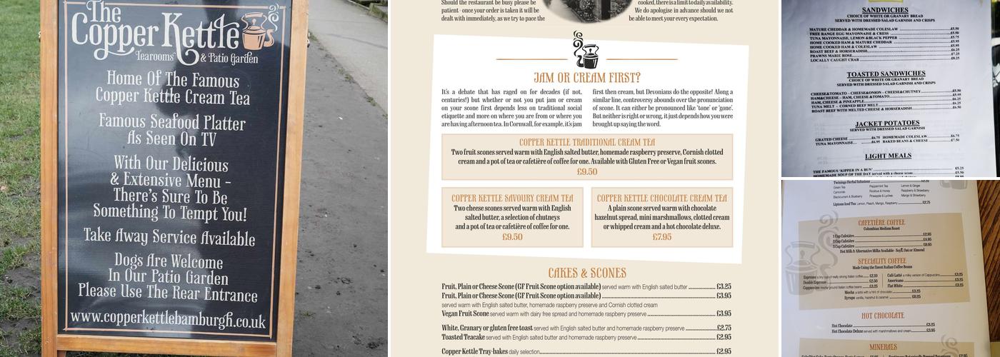 The Copper Kettle Tea Rooms Menu